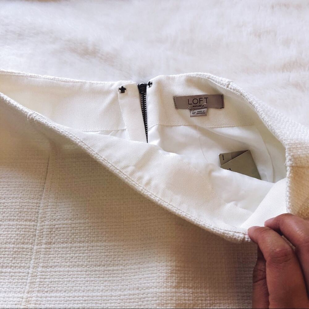 LOFT White Mini Pencil Zip Skirt - Picture 6 of 9
